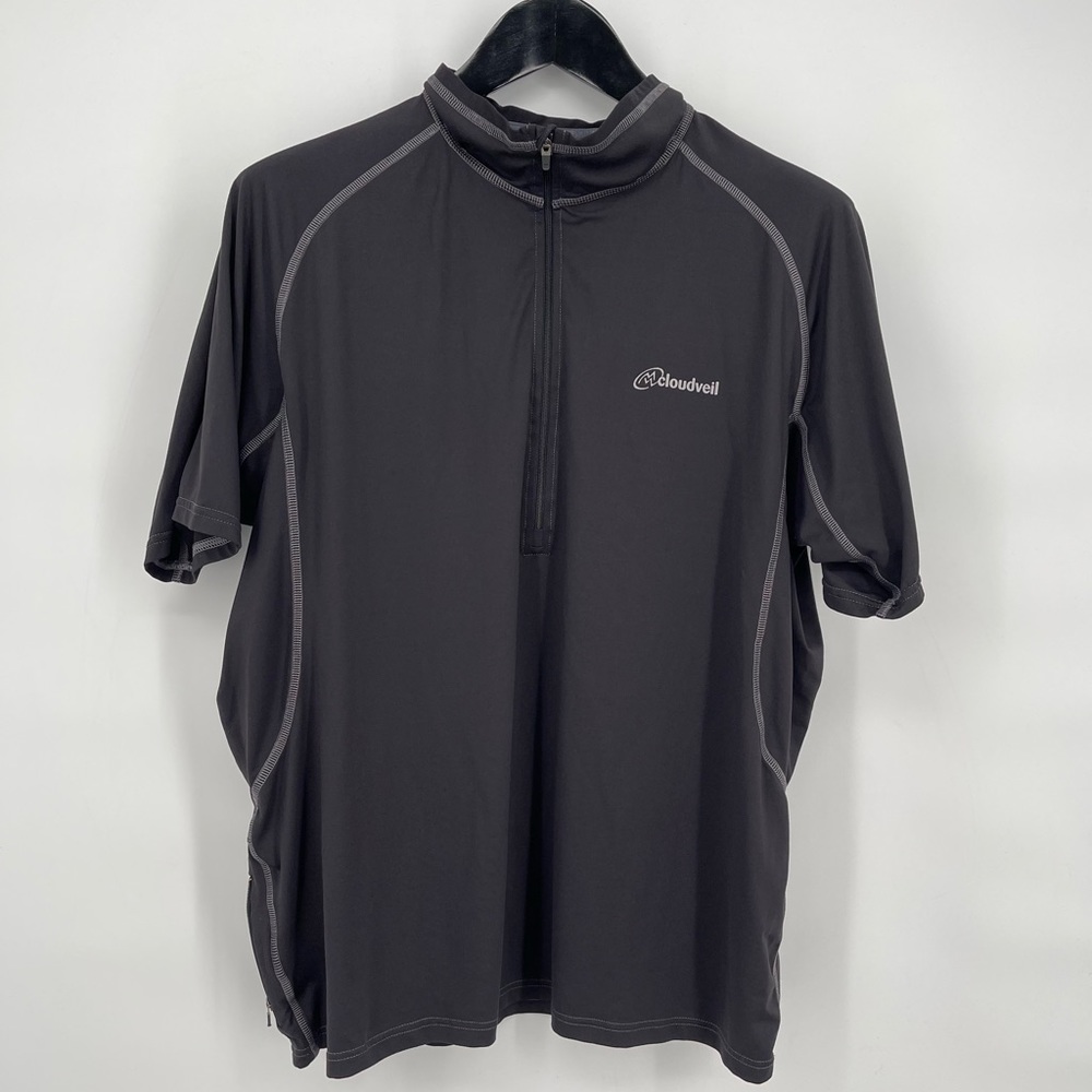 Cloudveil Men’s Running Quarter Zip Black Size L with one front zipper pocket‎